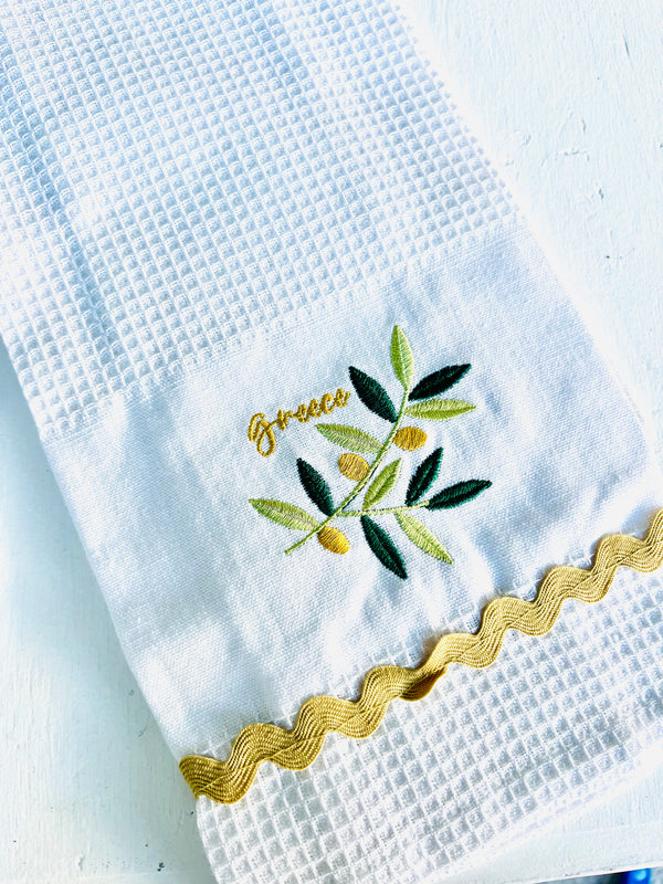 Olive Leaf Kitchen Tea Towel