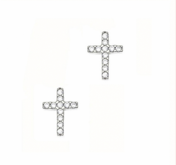 Silver Cross Studs