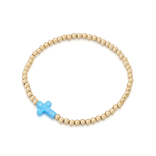 Opalite Cross Beaded Gold Bracelet
