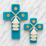NIKA Coin Turquoise Ceramic Cross