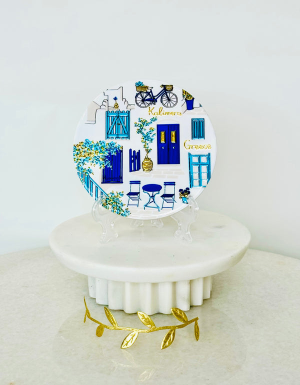 Kalimera Greek Laneways Ceramic Coaster