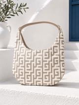 Beige/White Meander Large Bag
