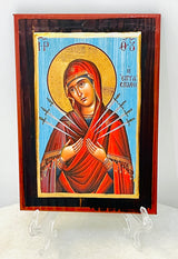 Panayia and the Seven Swords Blue Icon