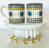 Mosaic Greek Key and Mati Espresso Mug