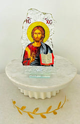 Panayia & Jesus Glass Icon - Medium