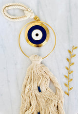 Blue and Gold Boho Mati Wall Hanging