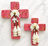 Pink and Gold Ceramic Cross
