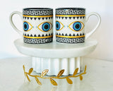 Mosaic Greek Key and Mati Espresso Mug
