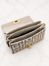 Beige/White Meander Adjustable Clutch and Bag