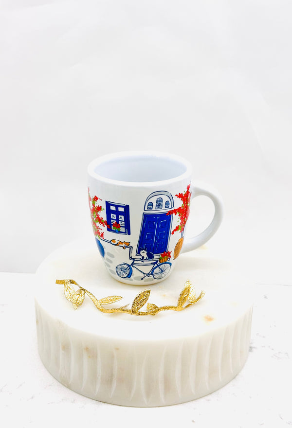 Greek Door and Cat Mini Cappuccino Mug