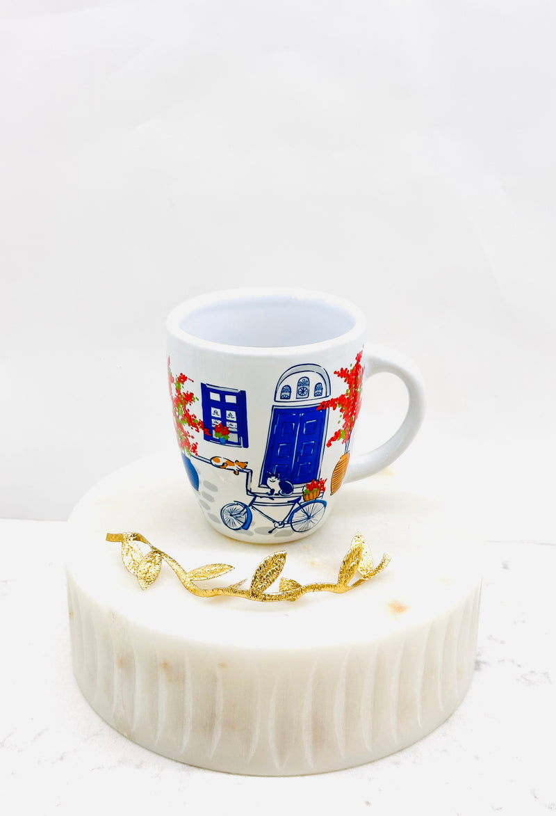 Greek Door and Cat Mini Cappuccino Mug