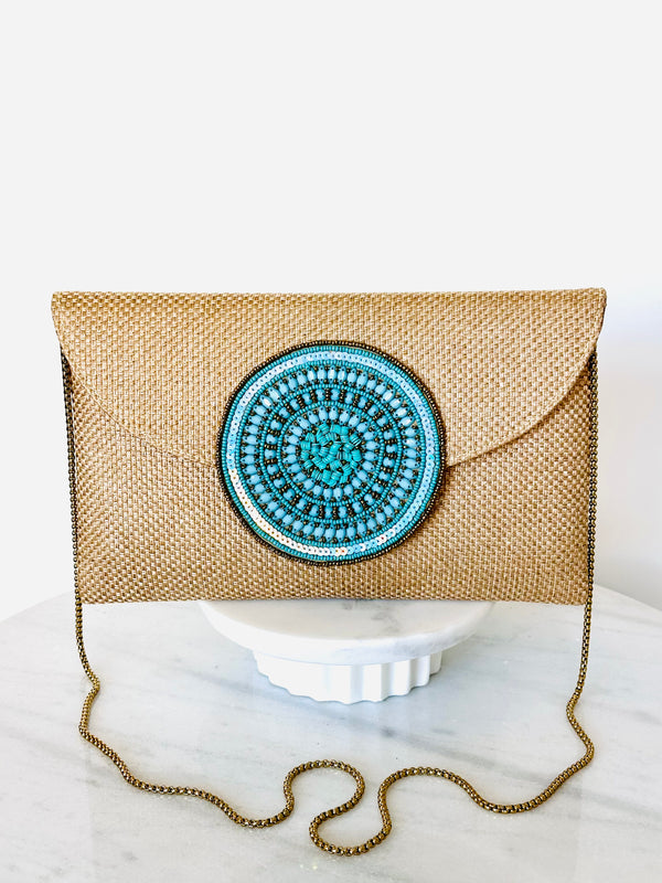 Envelope Clutch with Turquoise Beading