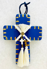 Blue and Gold Ceramic Cross