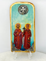 Saint Constantine & Helen Turquoise Icon