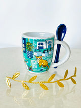 Greek Village Life Espresso Cup with Spoon