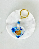 Greek Personalised Blue Floral Keychain