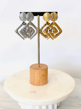 Greek Meander Drop Earrings