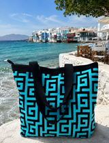 Turqoise Meander Tote Bag