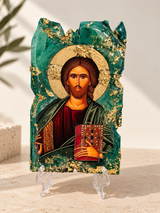 Jesus Icon - Emerald Teal