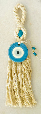 Hanging Mati Tassel Charm - Light Blue