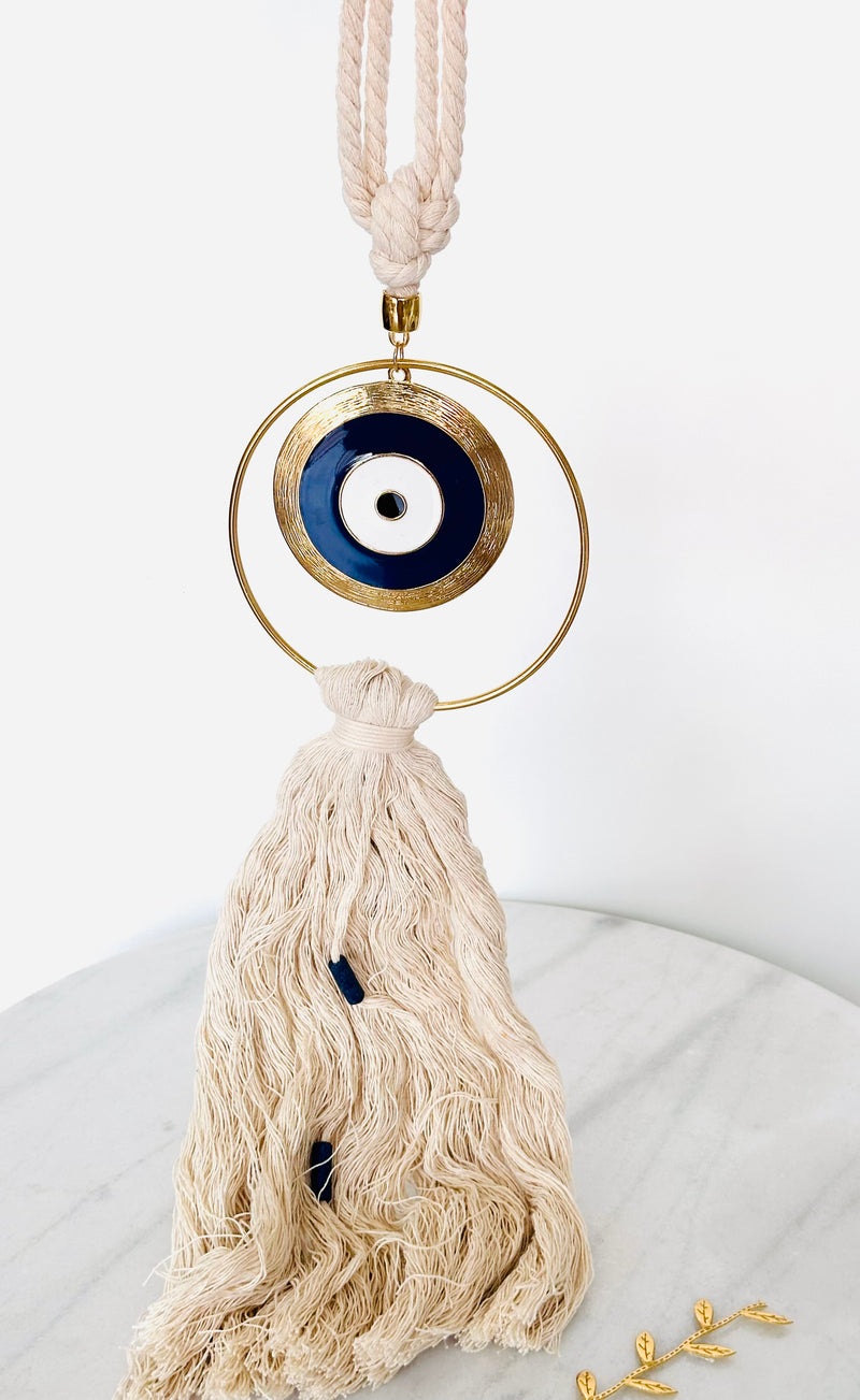 Blue and Gold Boho Mati Wall Hanging