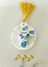 Greek Mama, Yiayia, Nona Blue Floral Cross