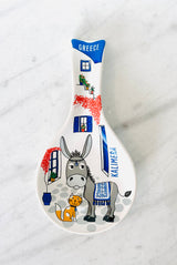 Greek Donkey and Cat Kalimera Spoon Rest