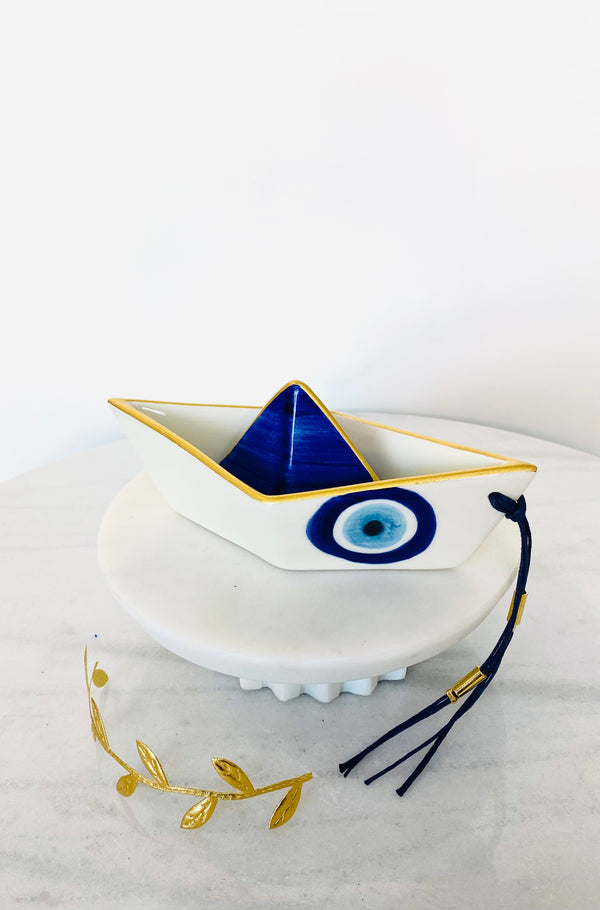 Cobalt Blue Mati Greek Boat Decor