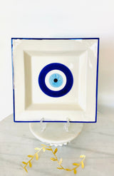 Cobalt Blue Mati Display Plate with Blue Trim