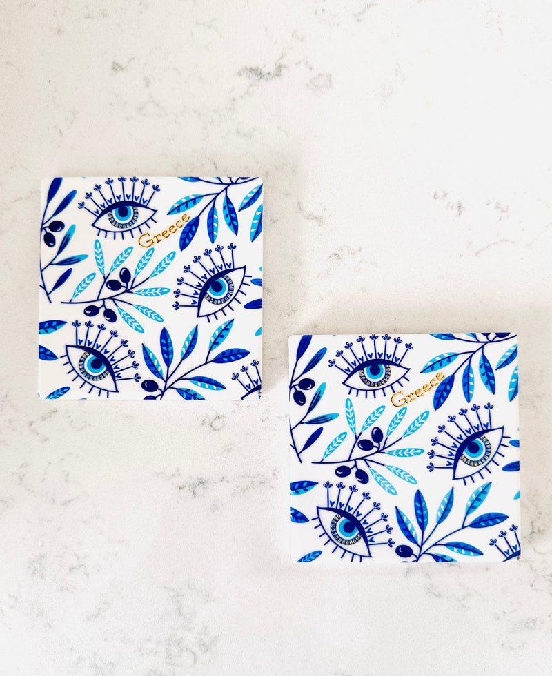 Olive Branch and Mati Ceramic Coaster