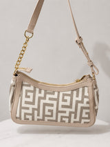 Beige/White Meander Shoulder Bag