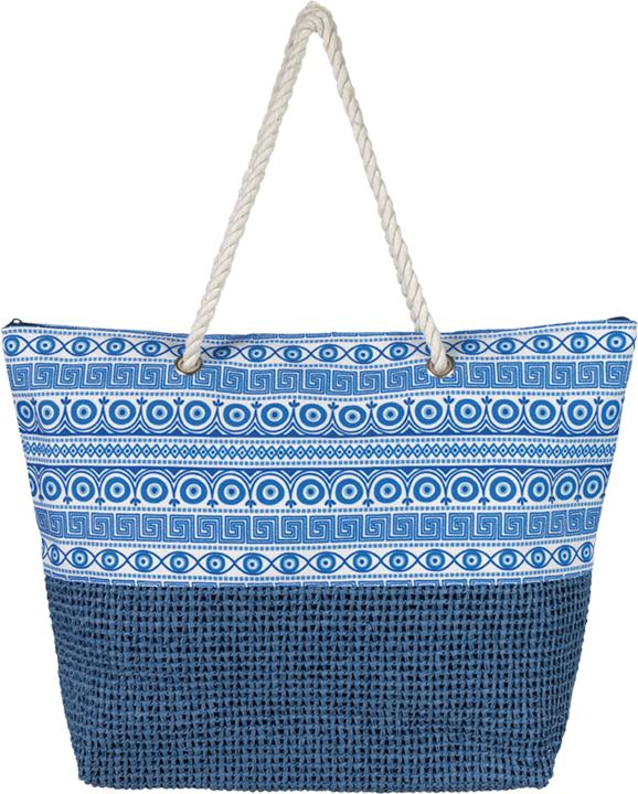 Blue Mati & Greek Key Beach Bag