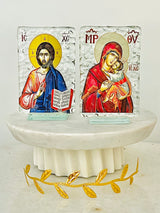 Panayia & Jesus Glass Icon - Small