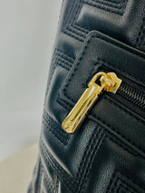 Meander Embossed Shoulder Bag with Gold Chain