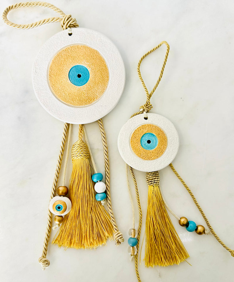 White and Gold Mati Wall Hanging - Large