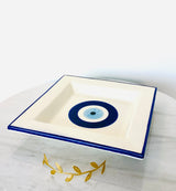 Cobalt Blue Mati Display Plate with Blue Trim