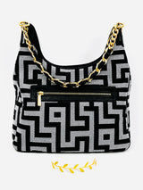 Meander Shoulder Bag with Gold Chain