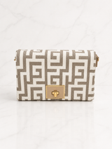 Beige/White Meander Adjustable Clutch and Bag