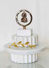 Greek Wishes Marble Decor with Panayia & Jesus