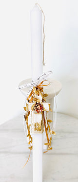 PRE-ORDER Handmade Panayia Cross Easter Lambatha - White & Gold