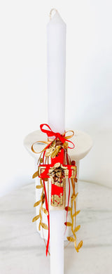 PRE-ORDER Handmade Panayia Cross Easter Lambatha - Red & Gold