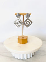 Greek Meander Drop Earrings