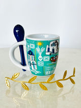 Greek Village Life Espresso Cup with Spoon