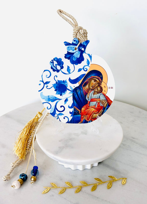 Panayia & Baby Jesus Pomegranate Wall Hanging Decor