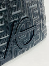 Meander Embossed Shoulder Bag with Gold Chain
