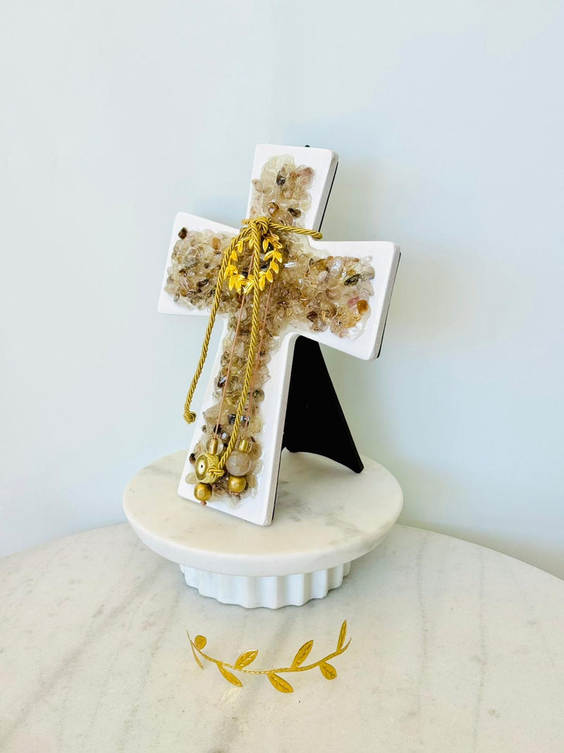Citrine Crystal Cross with Wreath