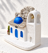 Ceramic Greek Church & Bell Decor