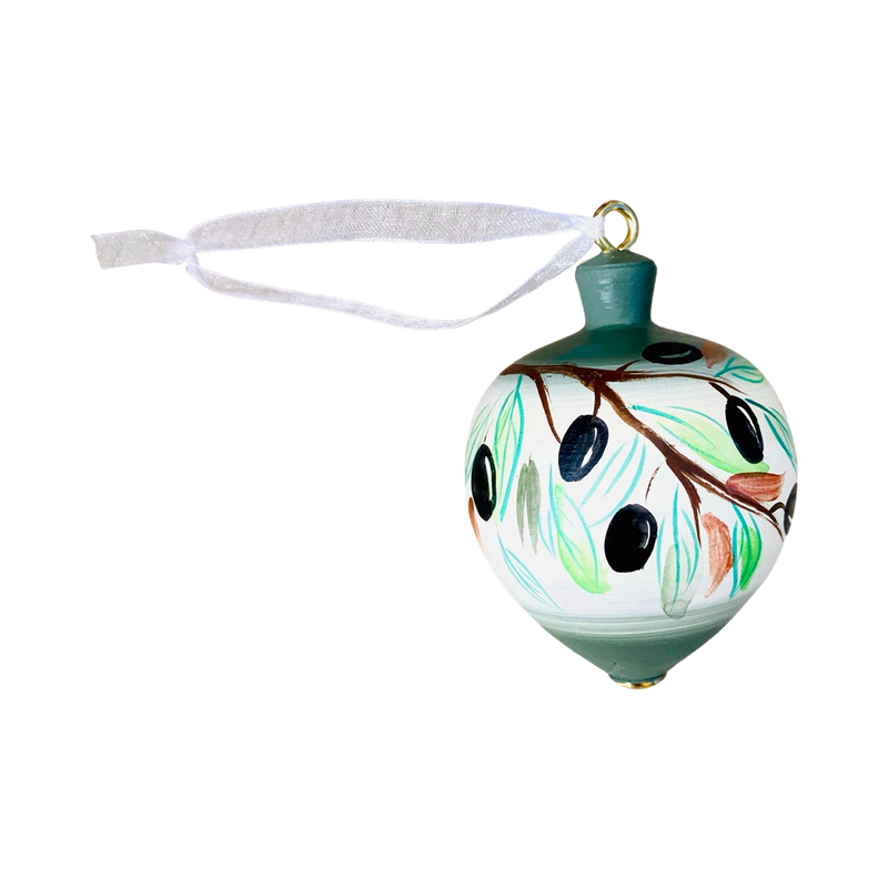 Hand Painted Olive Branch Bauble