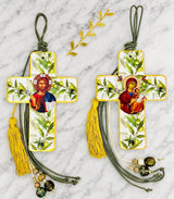 Panayia & Baby Jesus Ceramic Cross with Olive Design