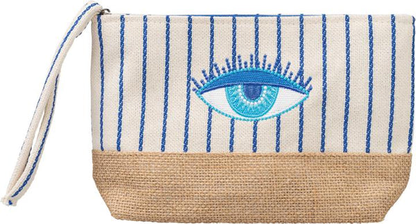 Blue & White Stripe Mati Pouch